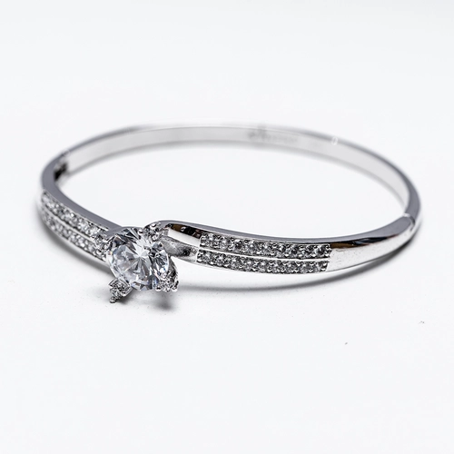 Silver Diamond Bangle B